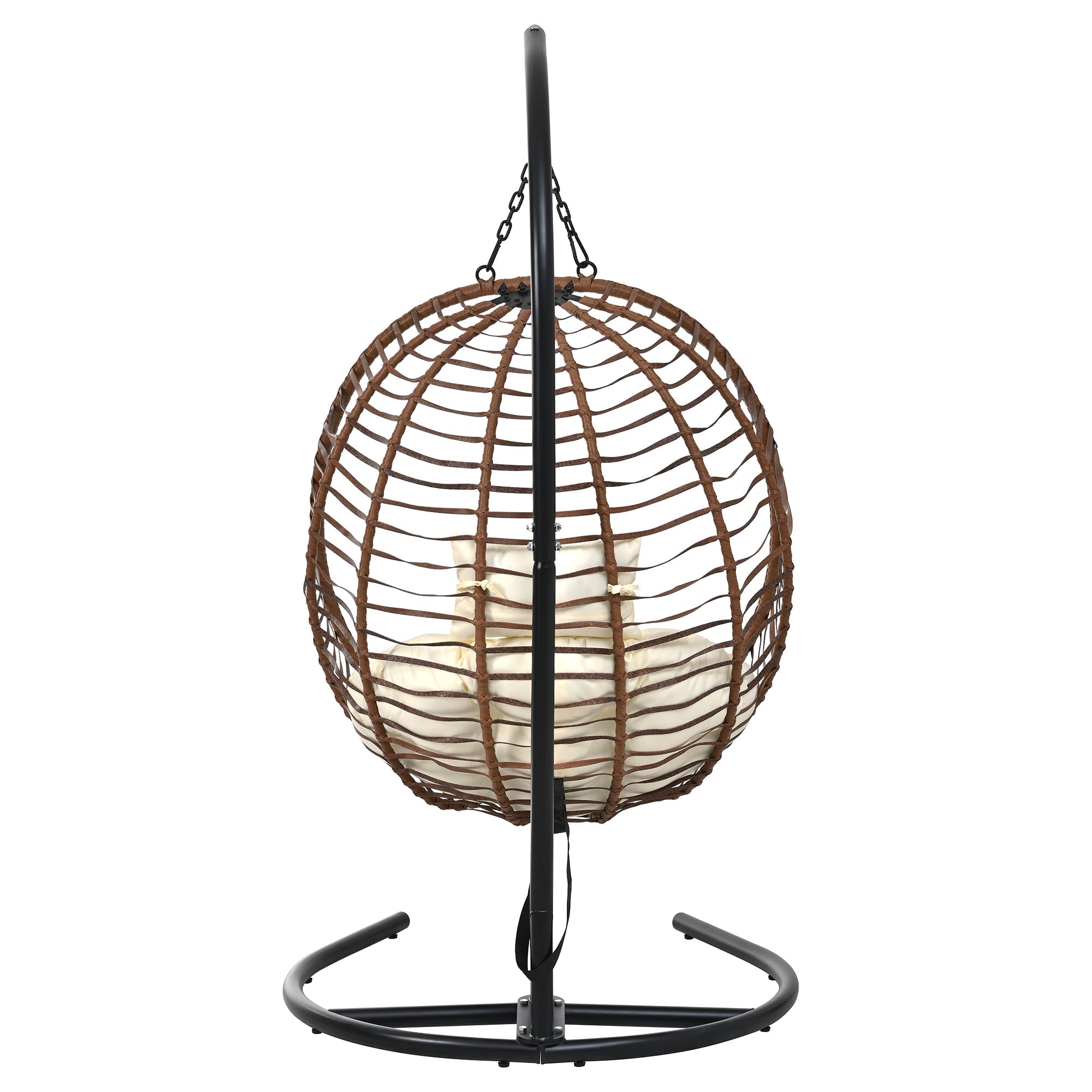Folding Hanging Swinging Egg Chair with Stand & Tufted Cushion