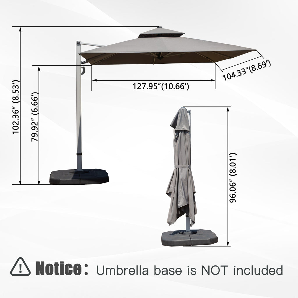 9'x 11' Rectangle Cantilever Umbrella with Center Pole, Base Not Included
