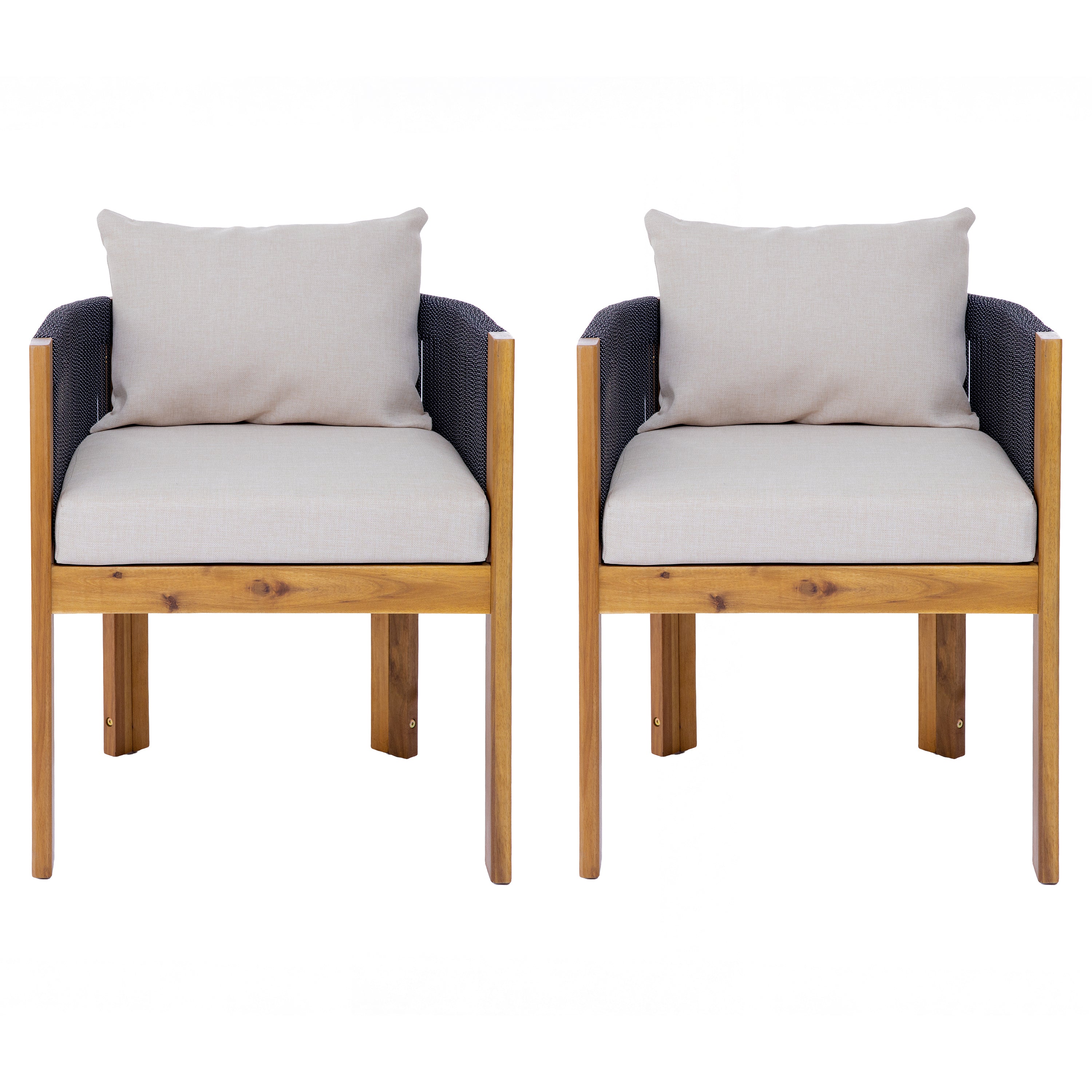 Matera Outdoor Wood & Rope Dining Chairs, Set of 2