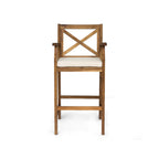 Perla Outdoor Acacia Wood Barstools, Set of 2