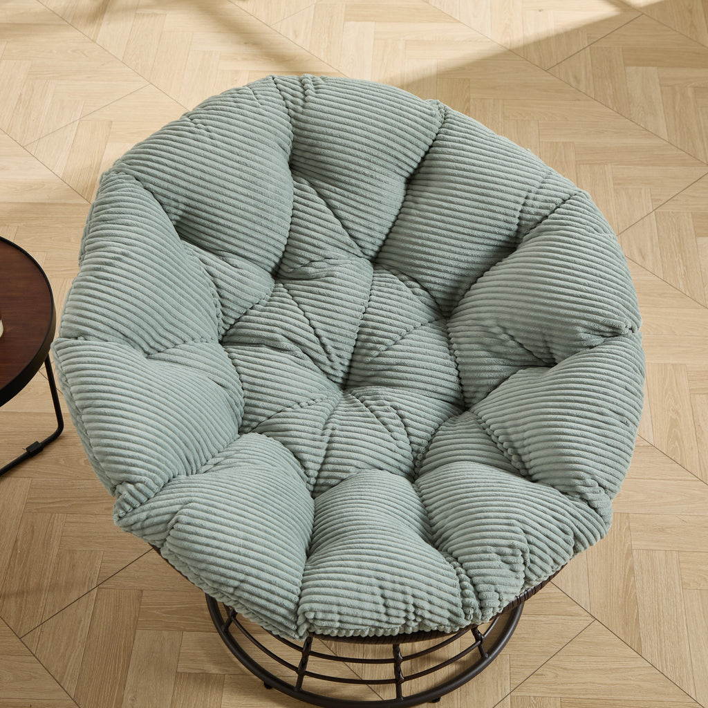 360° Swivel Indoor Outdoor Wicker Papasan Chair with Soft Thick Cushion