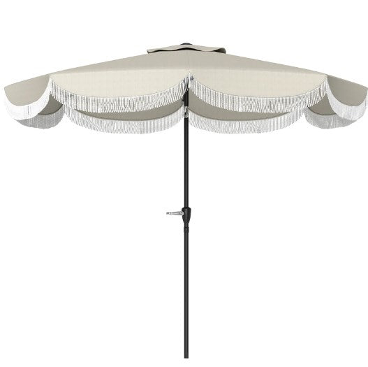 Allegra Scalloped Fringe Vented Patio Umbrella