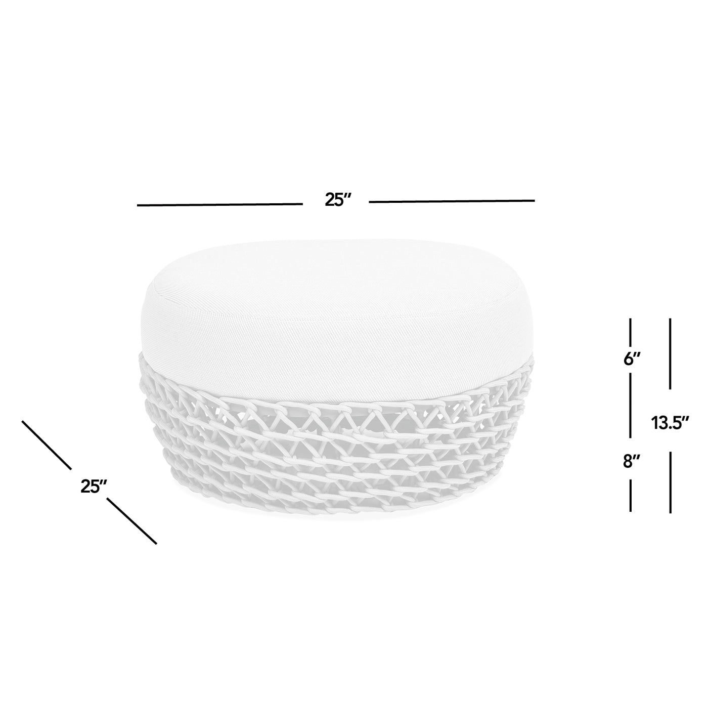 Willow Round Wicker & Upholstered Patio Ottoman