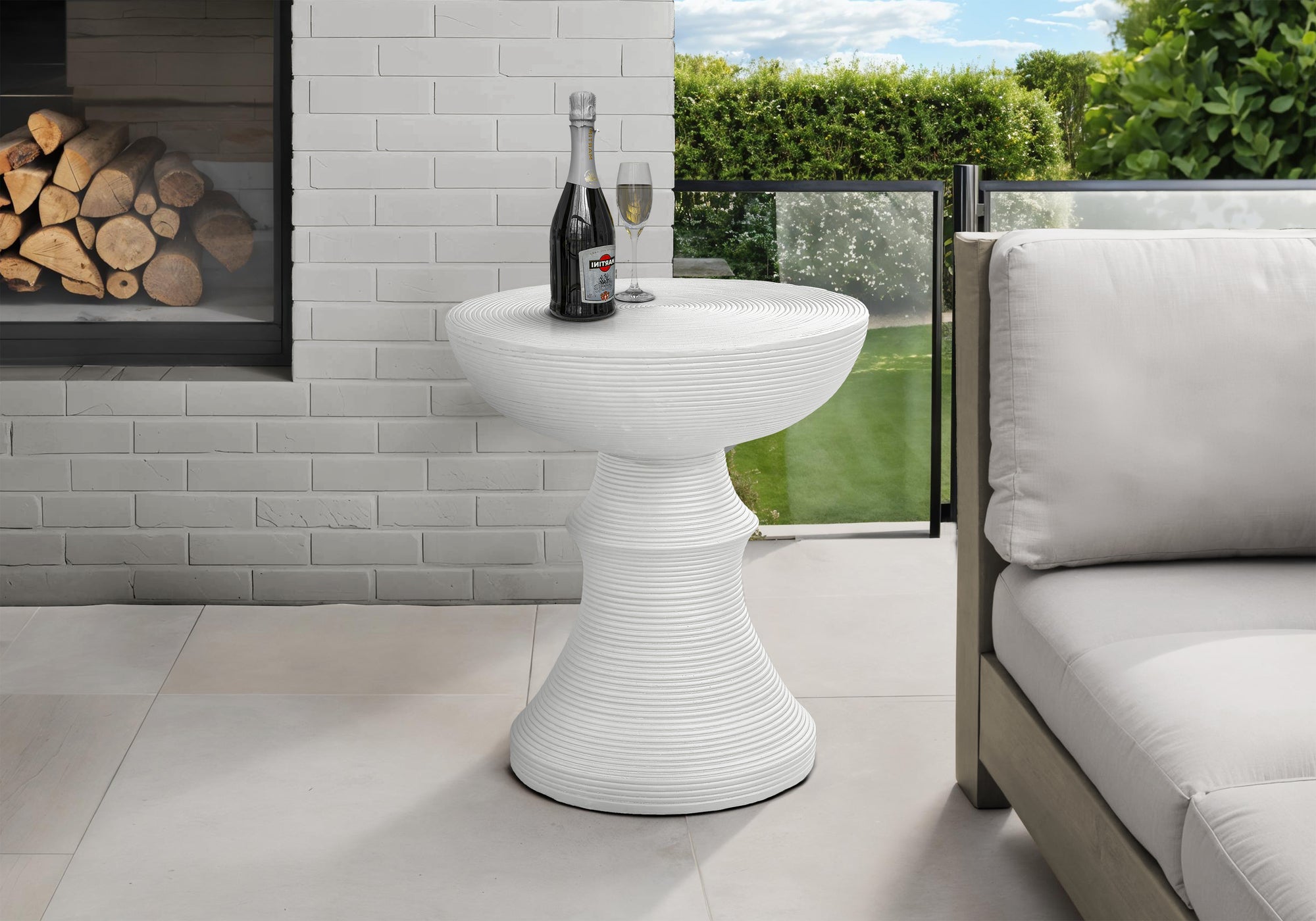 Modern Transitional Pedestal Indoor Outdoor Accent Table