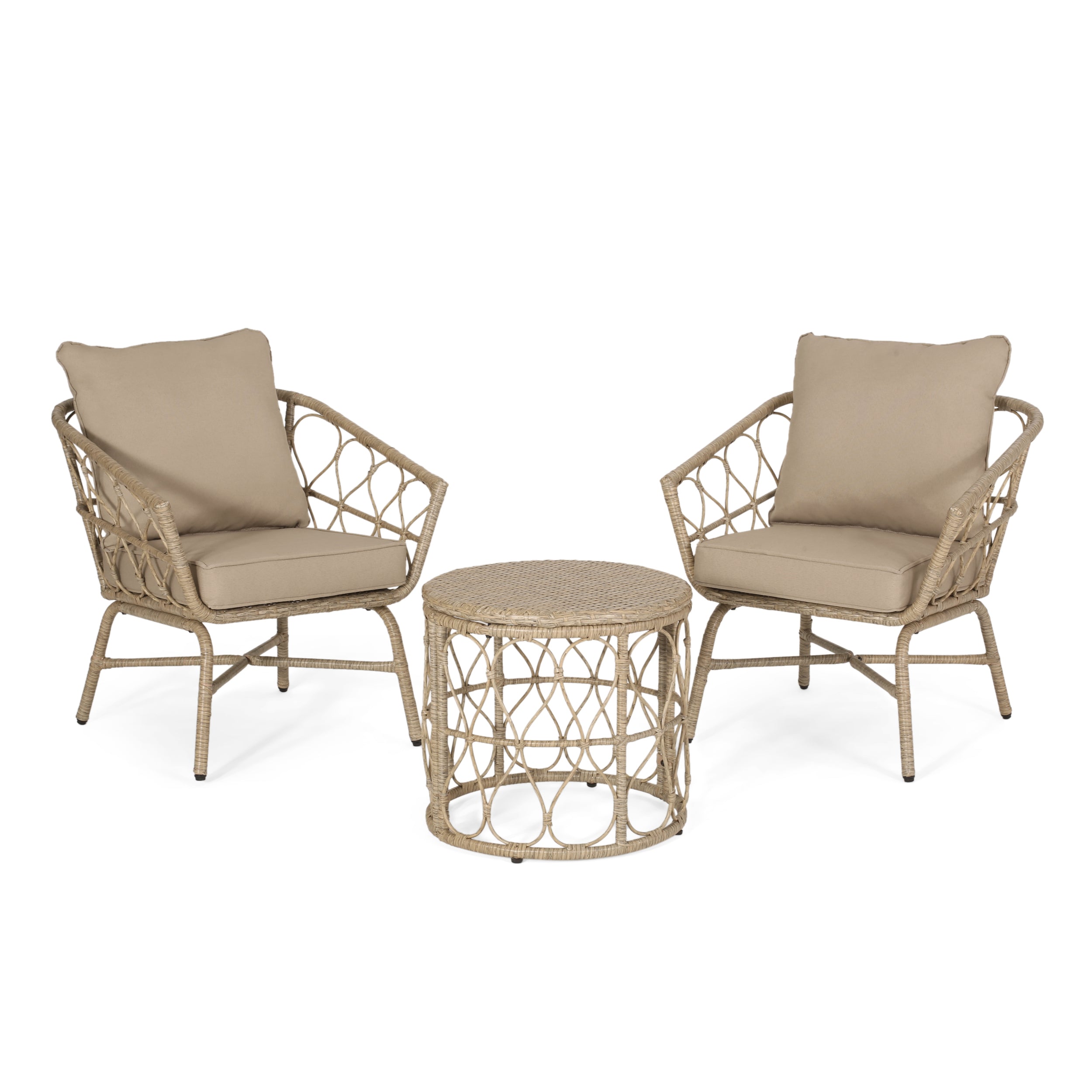Zircon 3-Piece Patio Set with 2 Club Chairs and Round Table