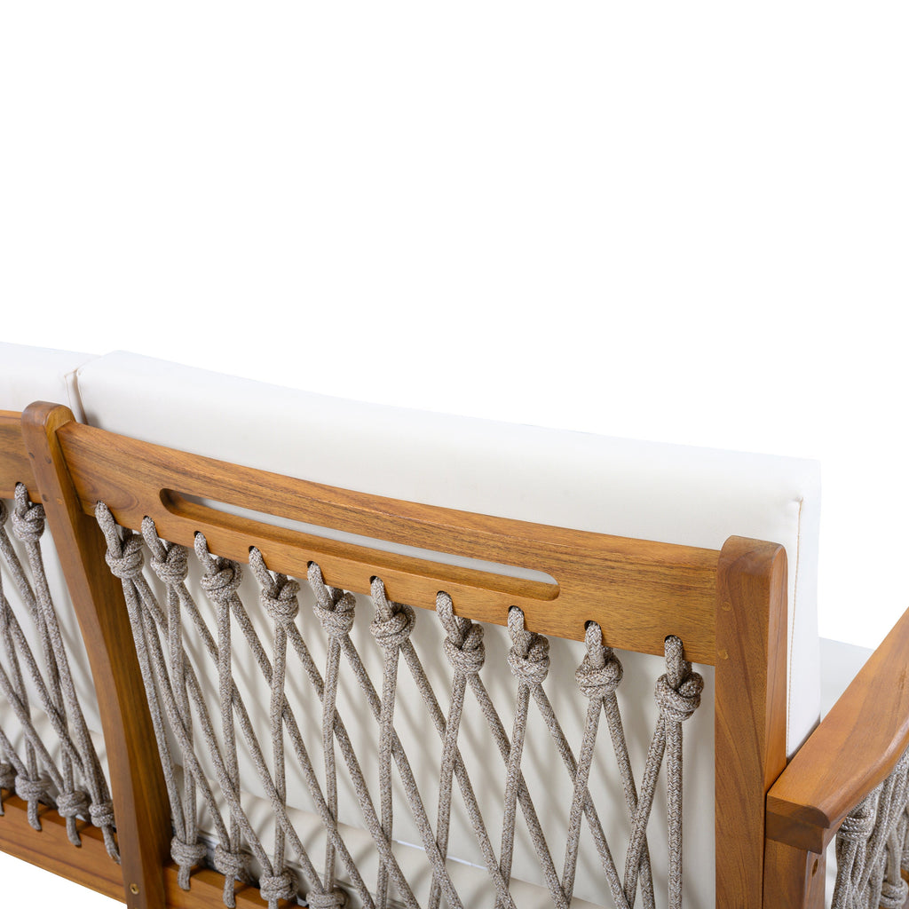 Millie Outdoor Acacia Wood Loveseat & Coffee Table Set
