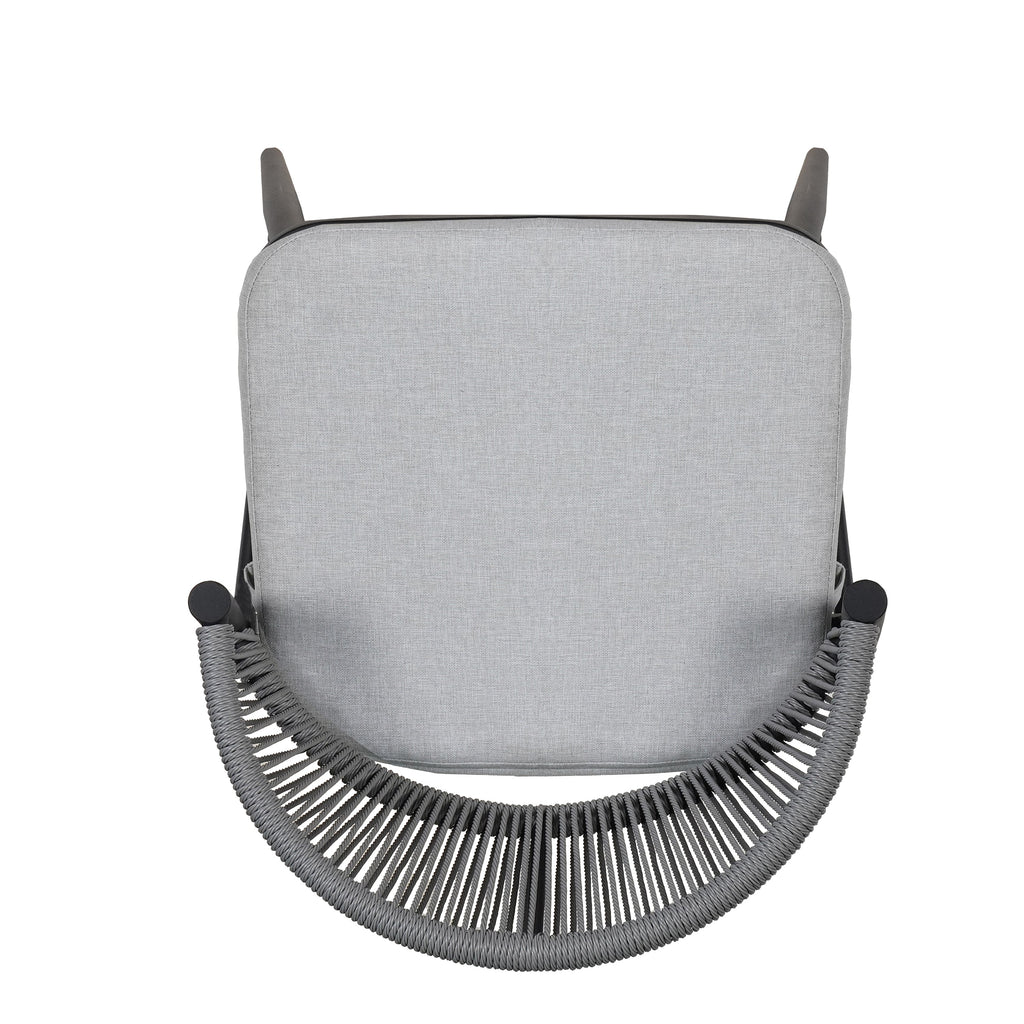 Outdoor Metal Frame Stools with Scallop-Shaped Backrest & Water-Resistant Cushions, Set of 2