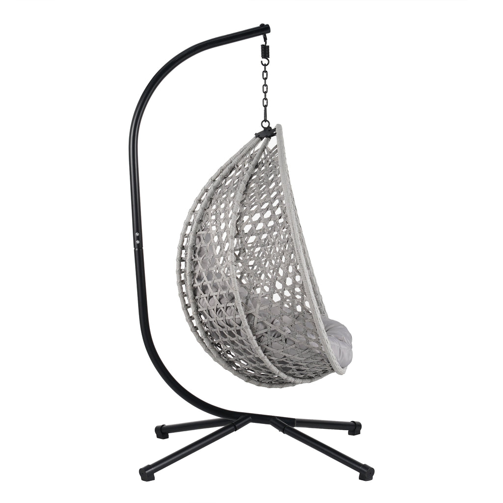 Hanging Swinging Egg Chair with Rattan Weaving, Base Included