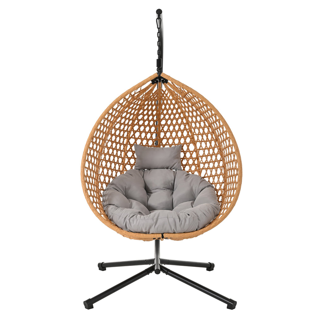 Hanging Swinging Egg Chair with Rattan Weaving, Base Included