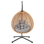 Hanging Swinging Egg Chair with Rattan Weaving, Base Included