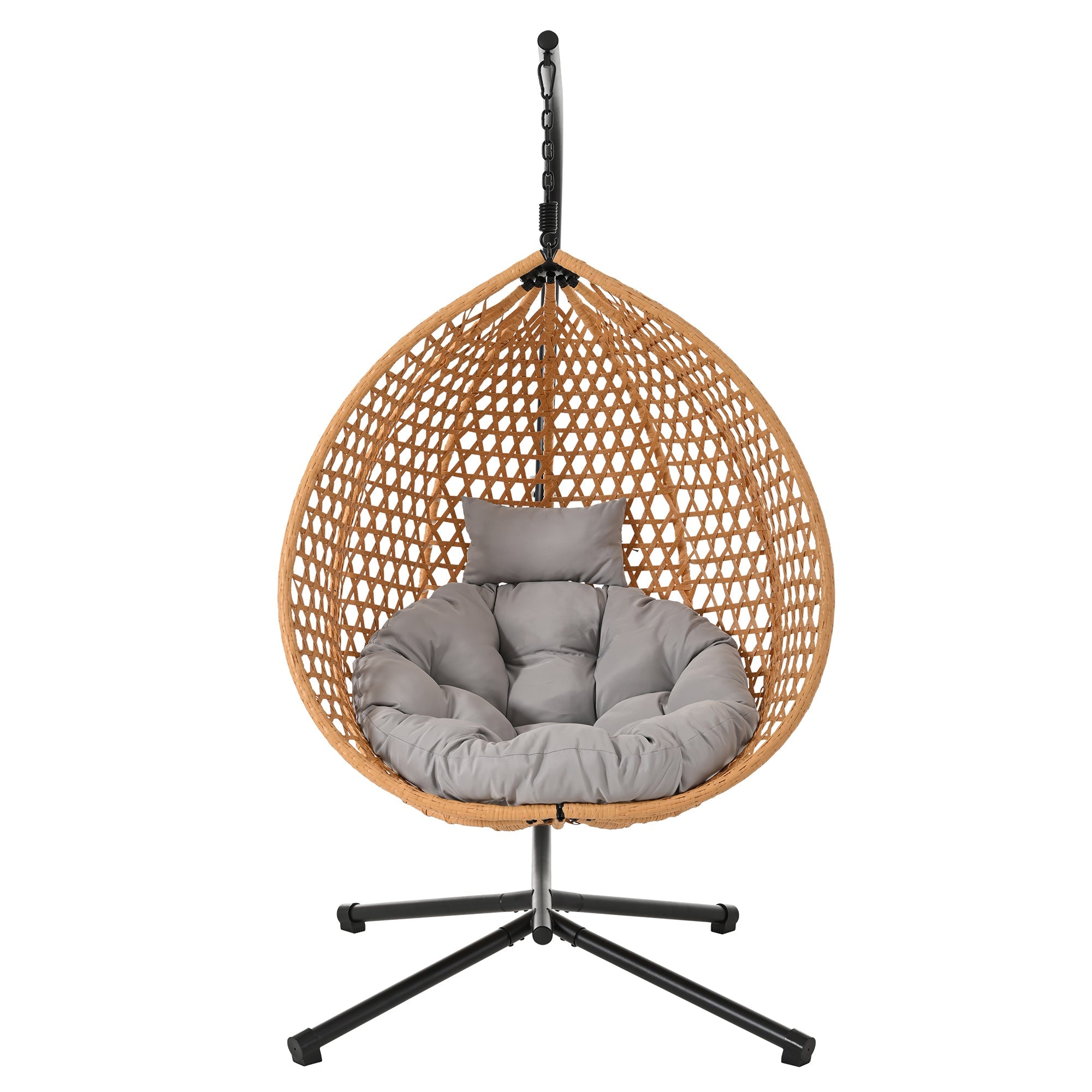 Hanging Swinging Egg Chair with Rattan Weaving, Base Included