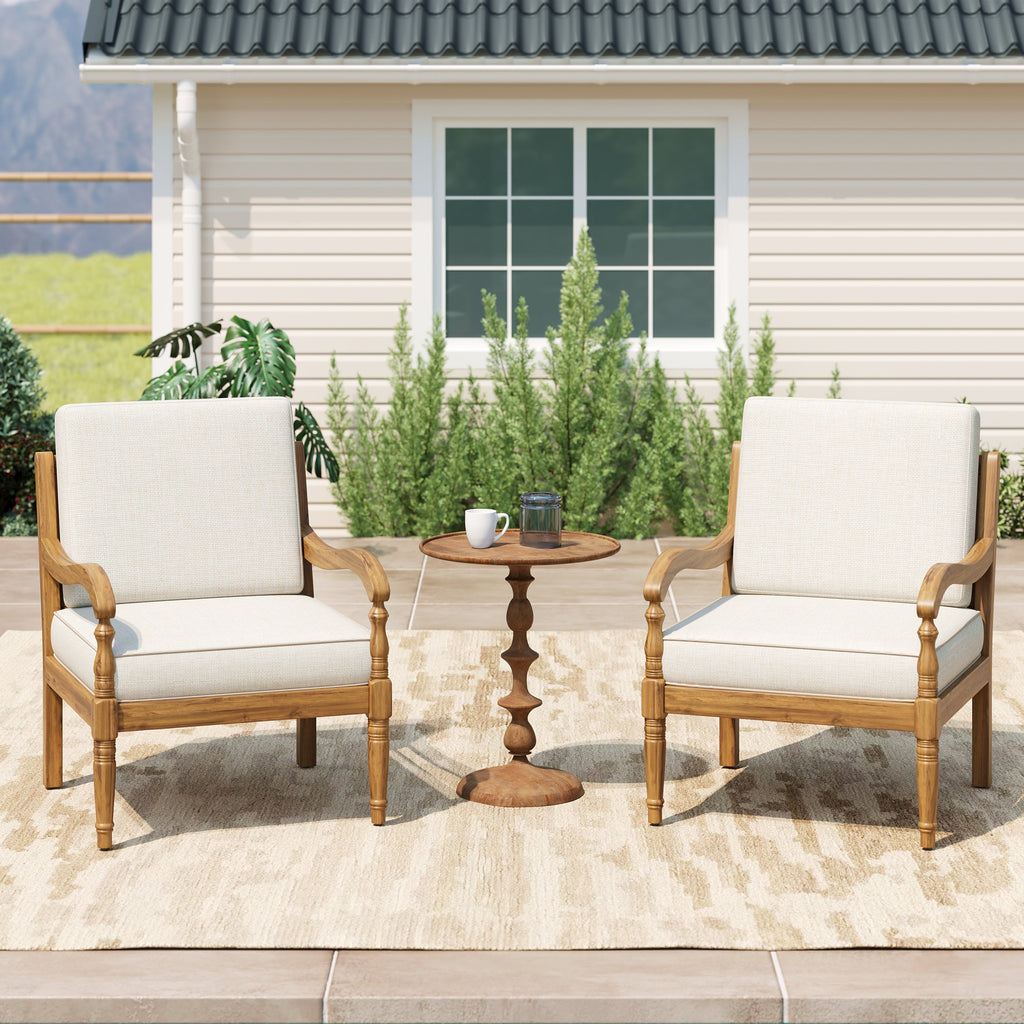 Islewood Acacia Wood Outdoor Patio Club Chair with Cushions