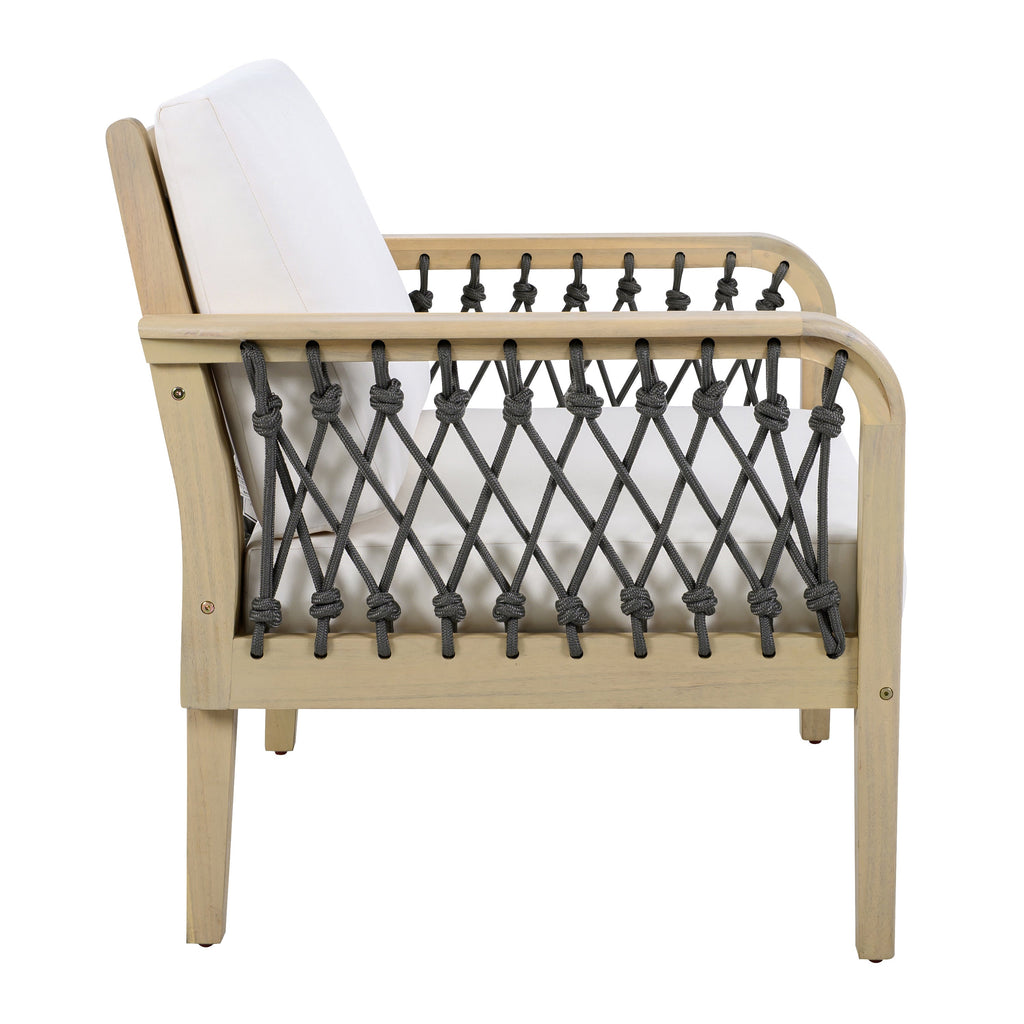 Millie Outdoor Acacia Wood Loveseat & Coffee Table Set