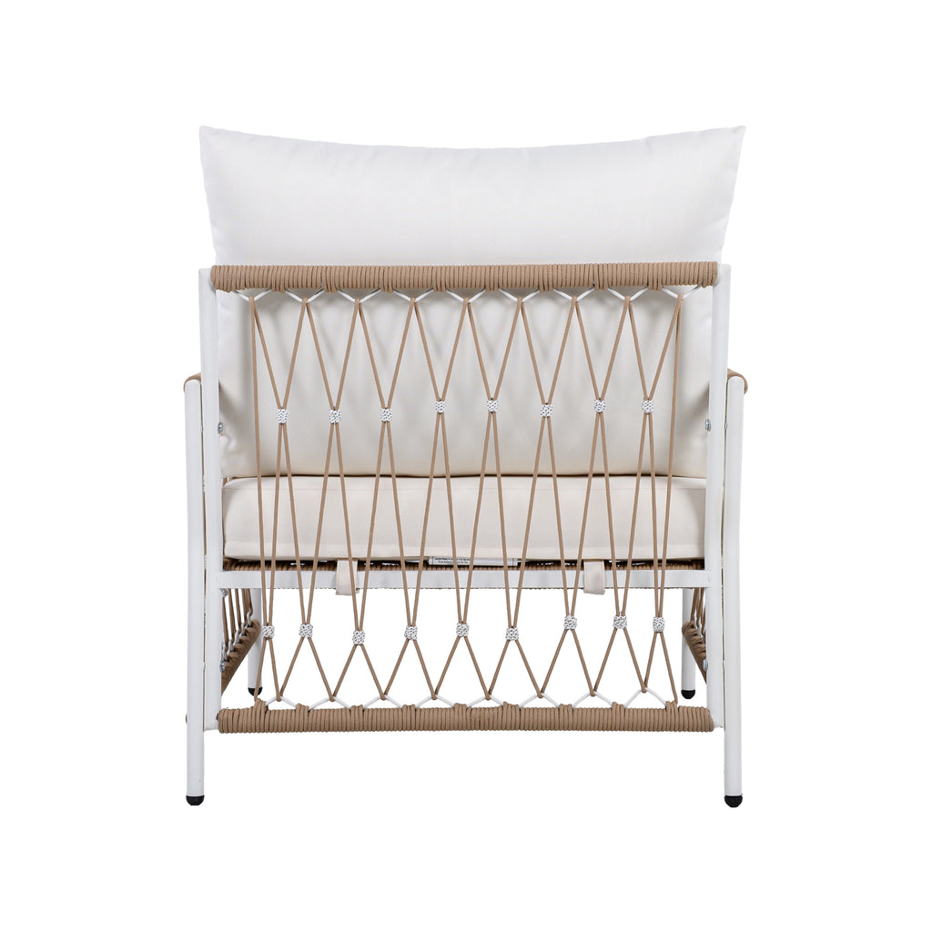 Caspian Outdoor Handwoven Rope Accent Chairs, Set of 2
