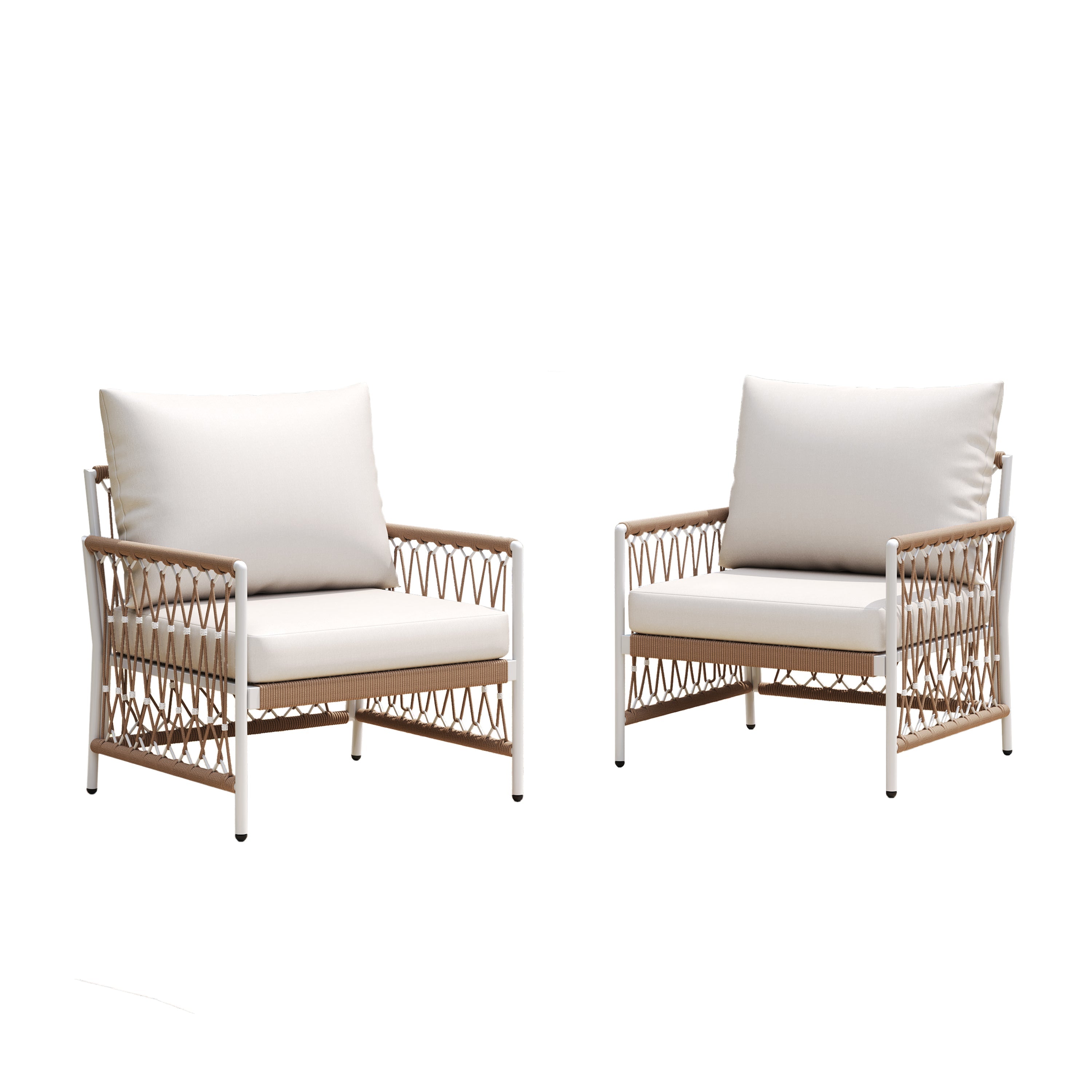 Caspian Outdoor Handwoven Rope Accent Chairs, Set of 2