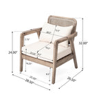 Outdoor Club Chair with Weaving Pattern Back and Deep Seat Cushion, Set of 2