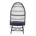 Outdoor Basket Chair with Gridded Design and Metal Frame