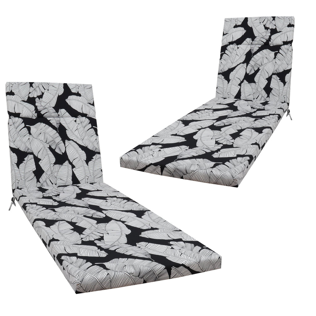 Tropical Indoor/Outdoor Chaise Lounge Chair Cushion with Ties, Set of 2