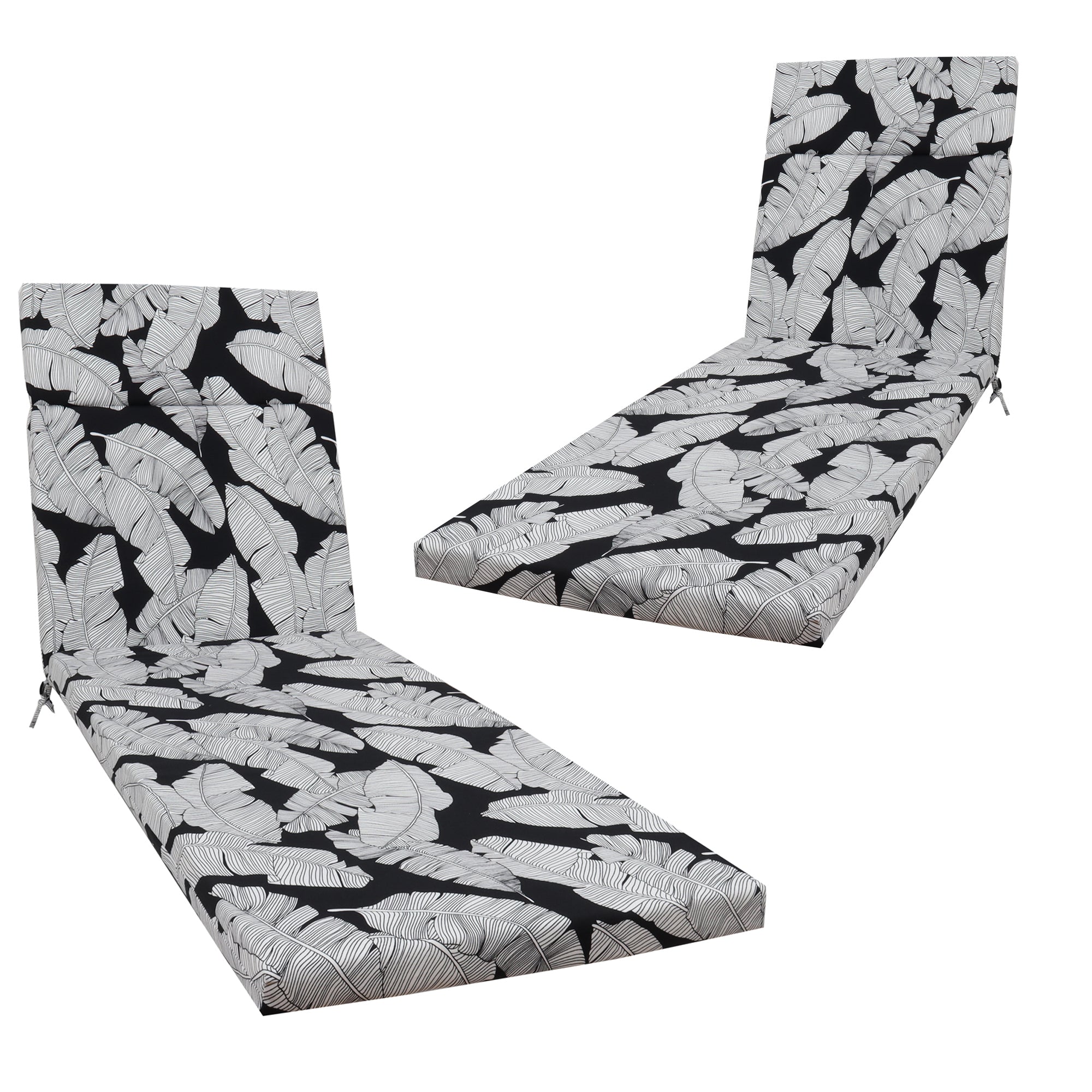 Tropical Indoor/Outdoor Chaise Lounge Chair Cushion with Ties, Set of 2