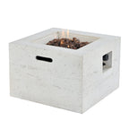 Outdoor Square Fire Pit with Steel Burner, Lava Rocks and Cover
