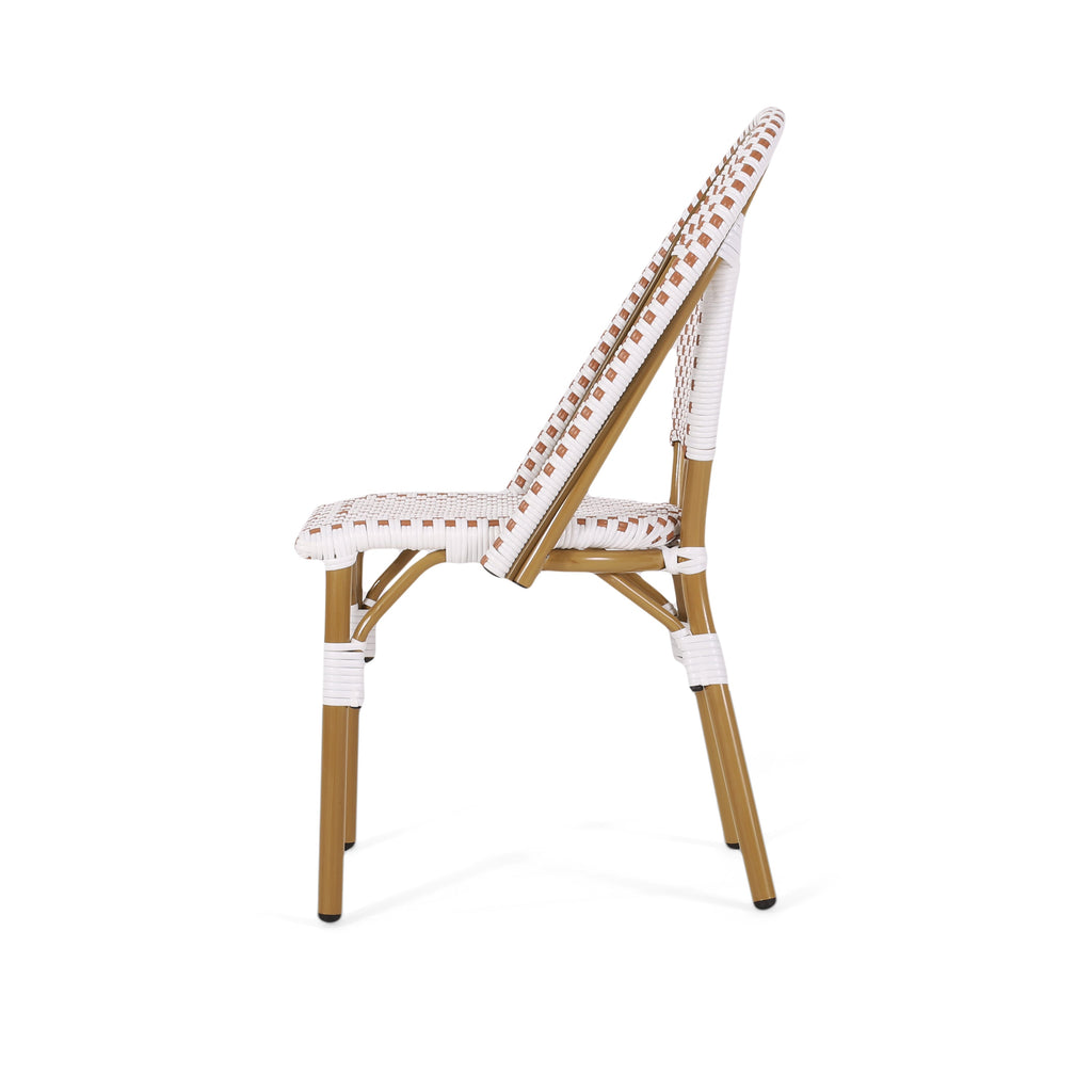 PE Rattan and Aluminum Bistro Chair with Arched Back, Set of 2