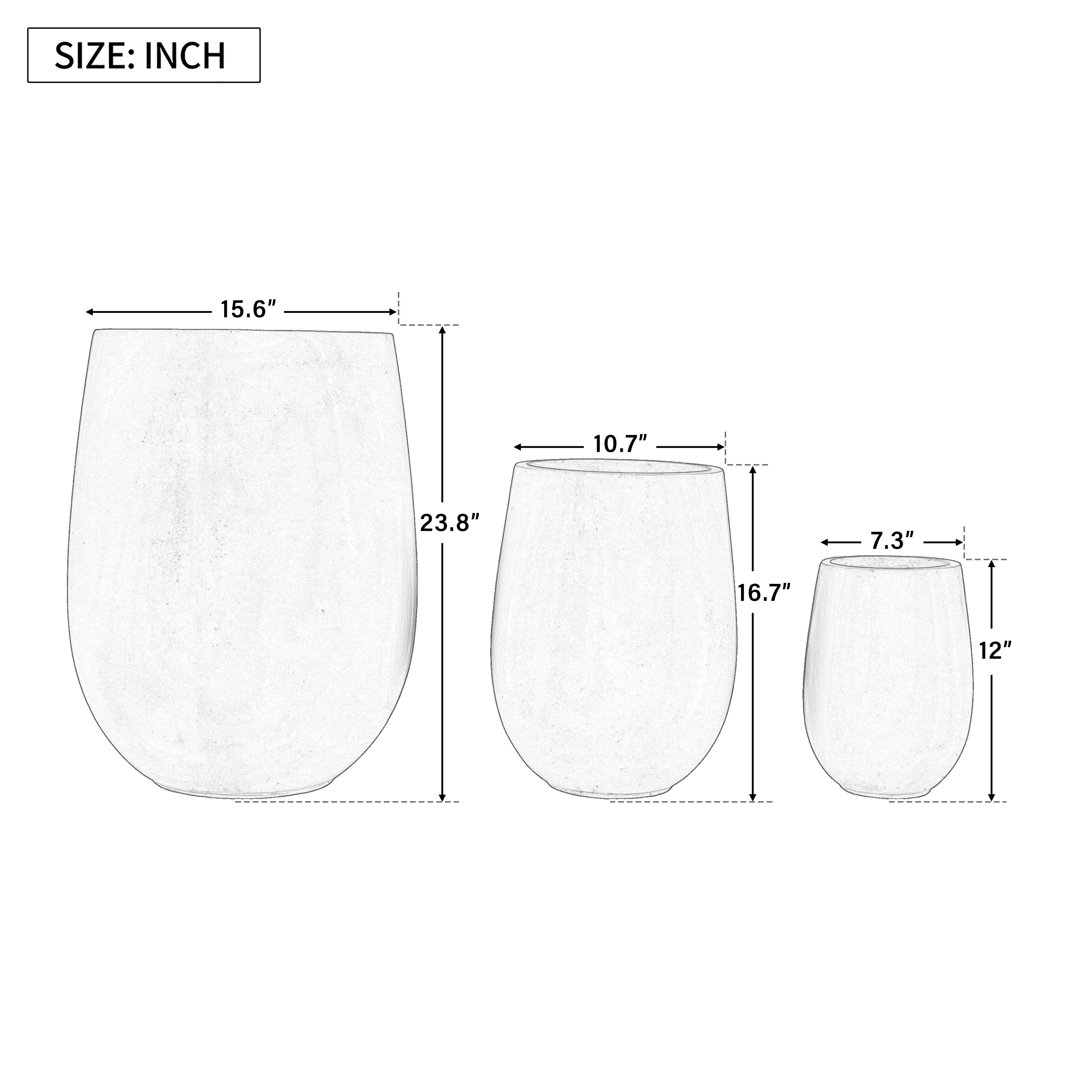 Egg Shaped Lightweight Outdoor Planter, Set of 3