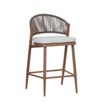 Outdoor Metal Frame Stools with Scallop-Shaped Backrest & Water-Resistant Cushions, Set of 2