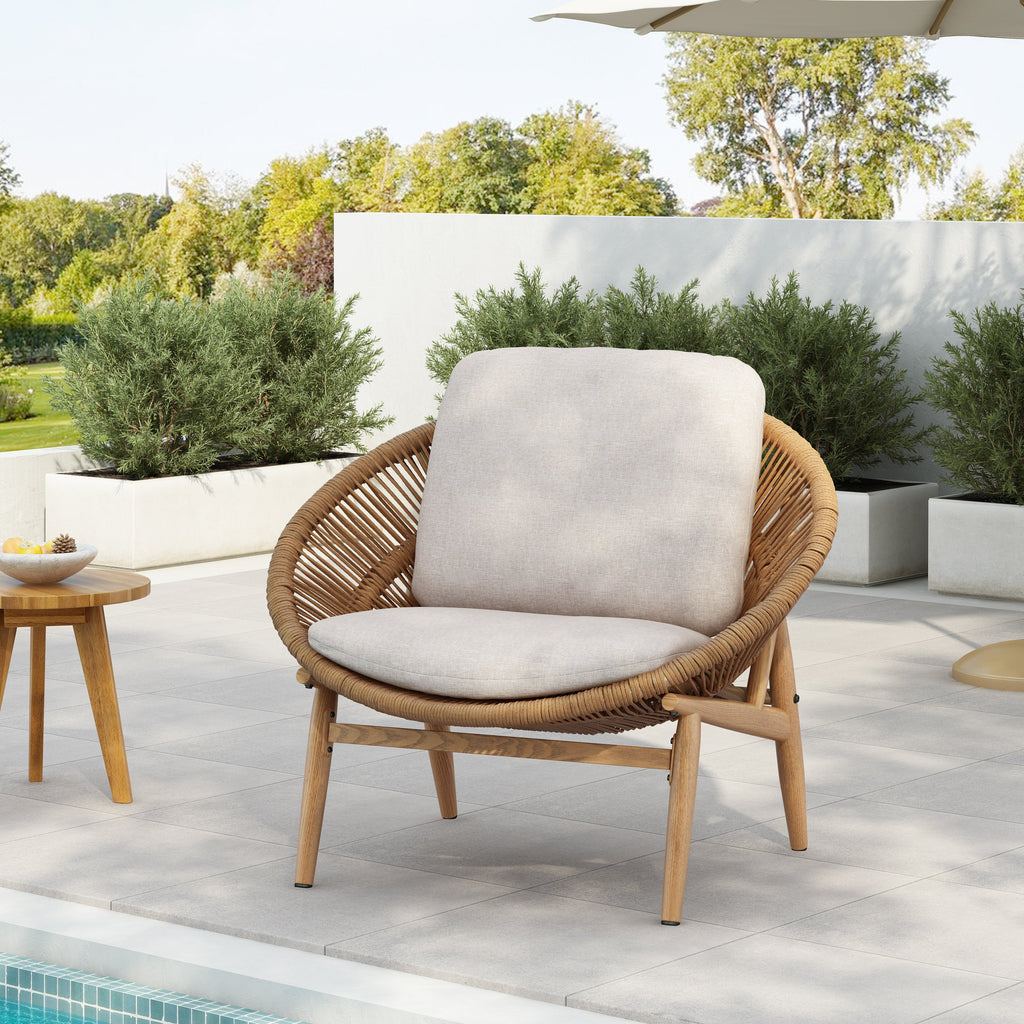 Cyril Outdoor Wicker Papasan Style Lounge Chair