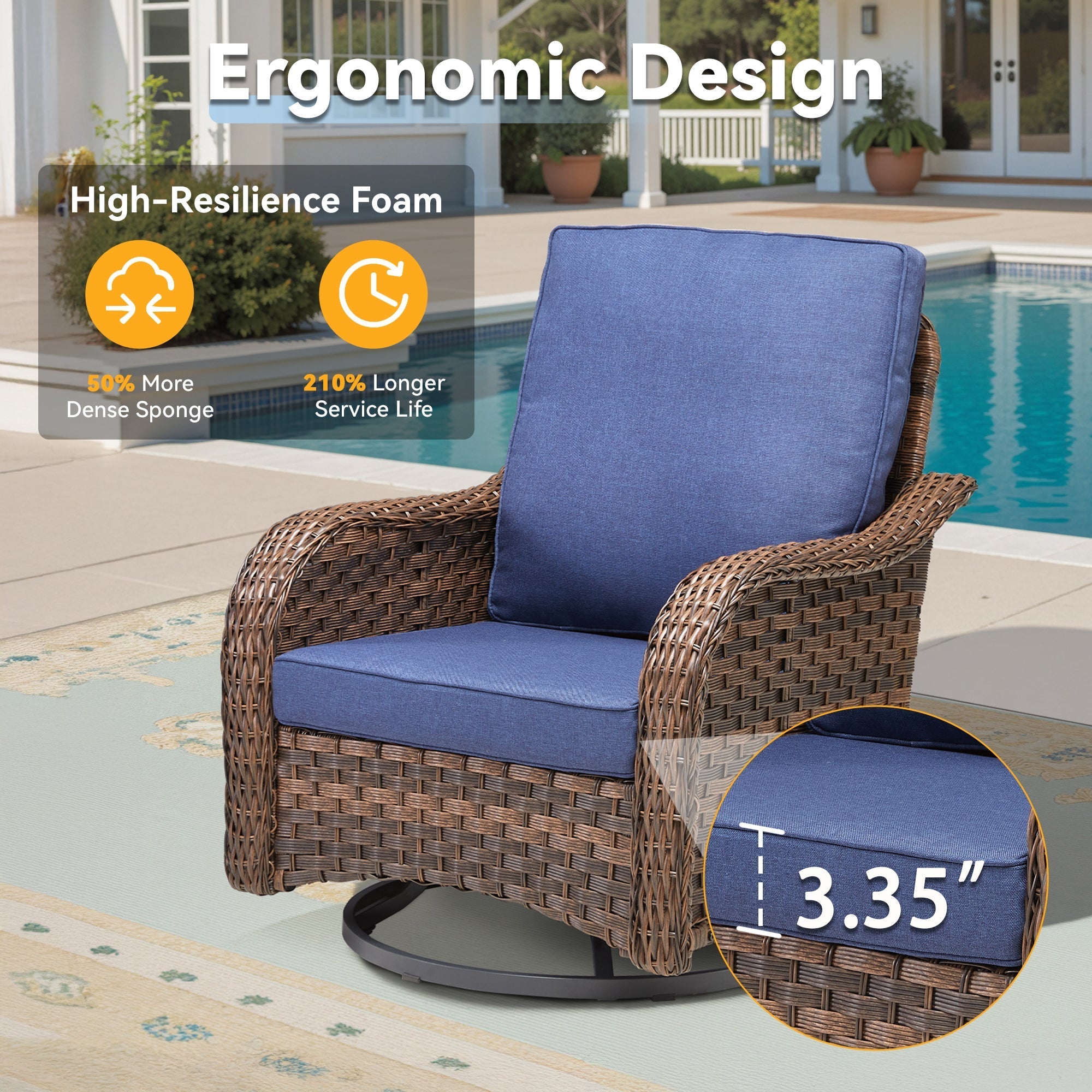 Marlowe Wicker Rocking Swivel Glider Chairs, Set of 2