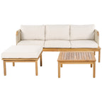 Isola Outdoor 3 Piece Acacia Wood and Rope Patio Sofa Set