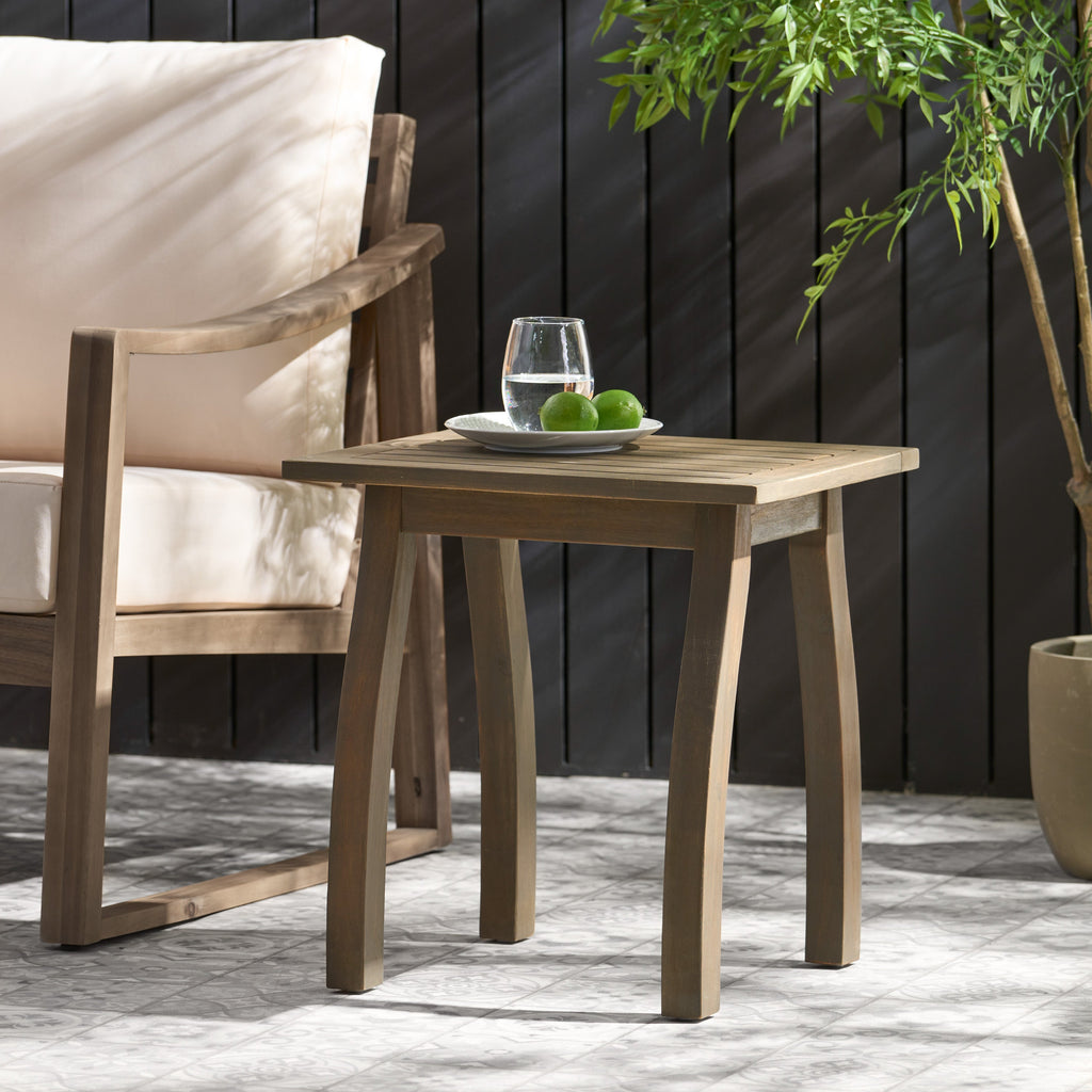 Selma Acacia Wood Outdoor Accent Side Table