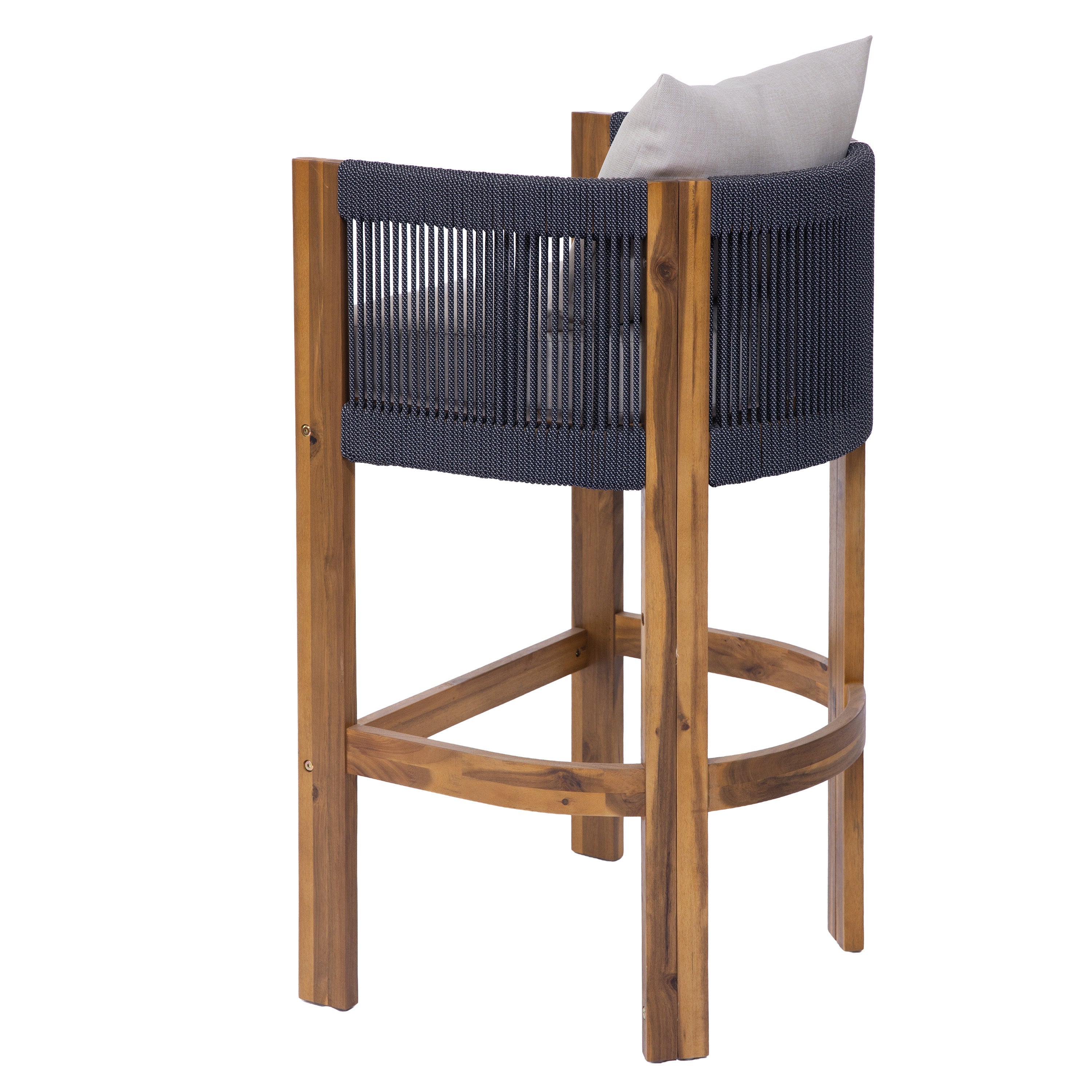 Matera Outdoor Wood & Rope Barstools, Set of 2