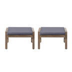 Brixton Acacia Wood Outdoor Ottomans with Cushion, Set of 2