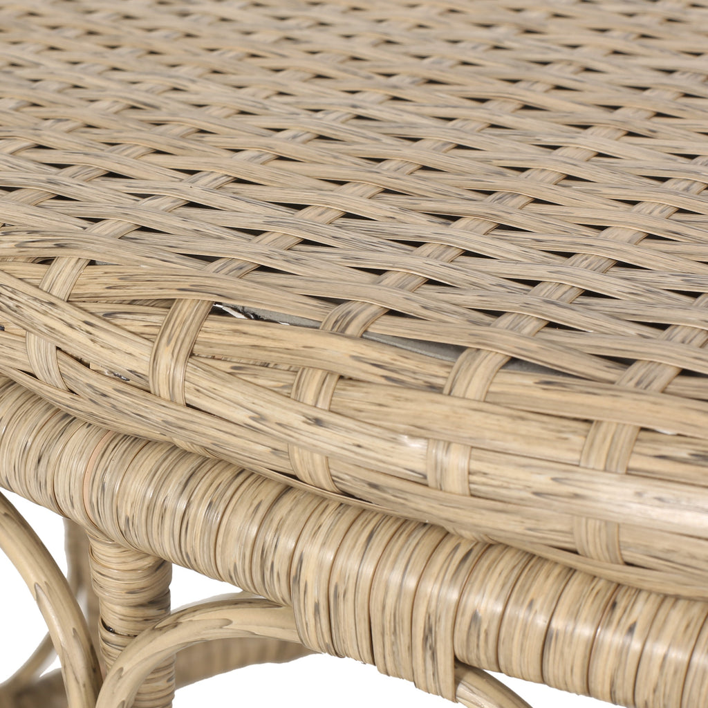Cultured Outdoor Coffee Table with Wicker Weave Top and Looped Design