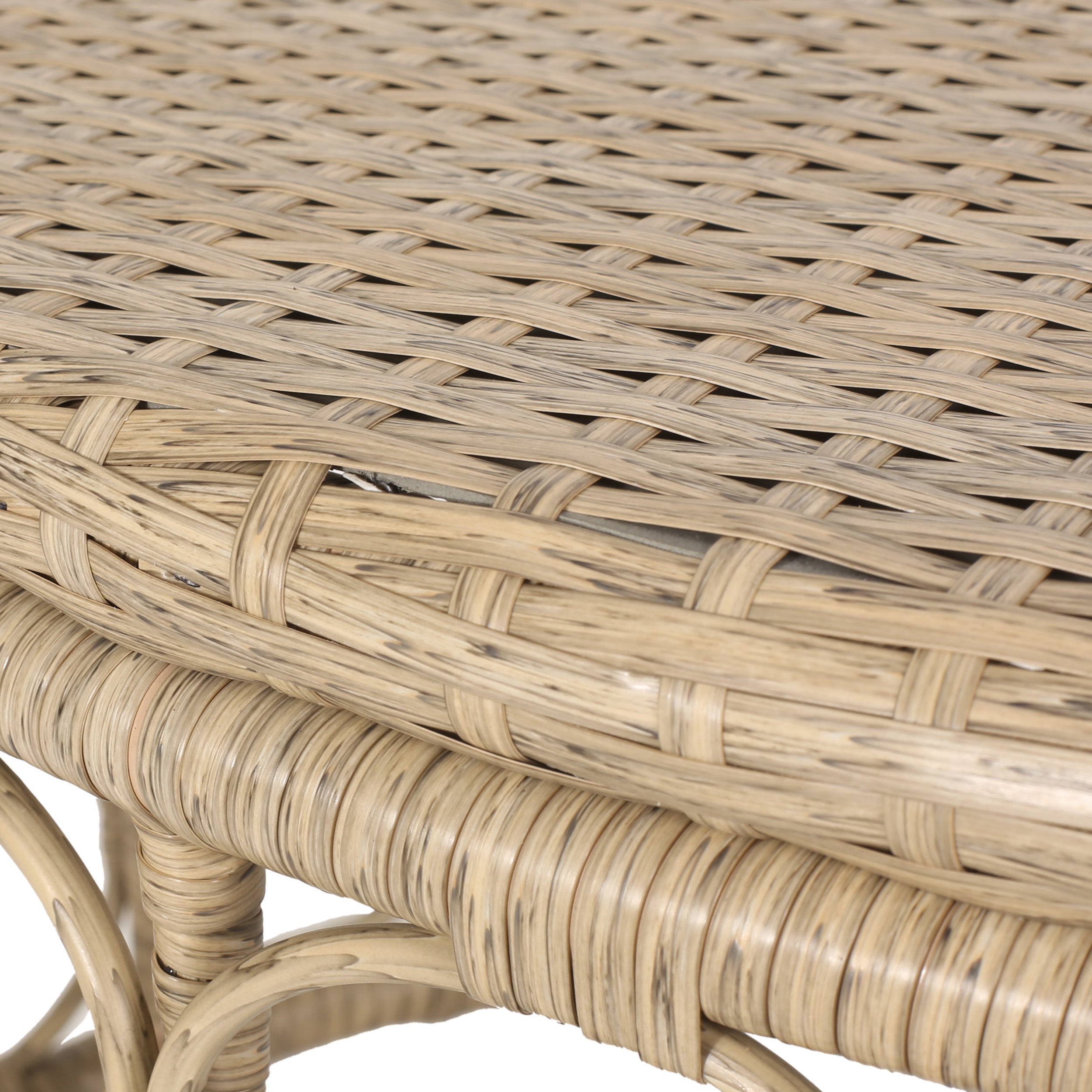 Cultured Outdoor Coffee Table with Wicker Weave Top and Looped Design