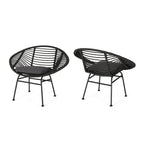 Cordella Outdoor Woven Wicker Chairs with Cushions, Set of 2