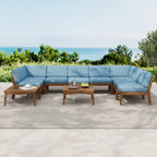 Grenada Outdoor Acacia Wood U-Shape Armless Sectional Sofa