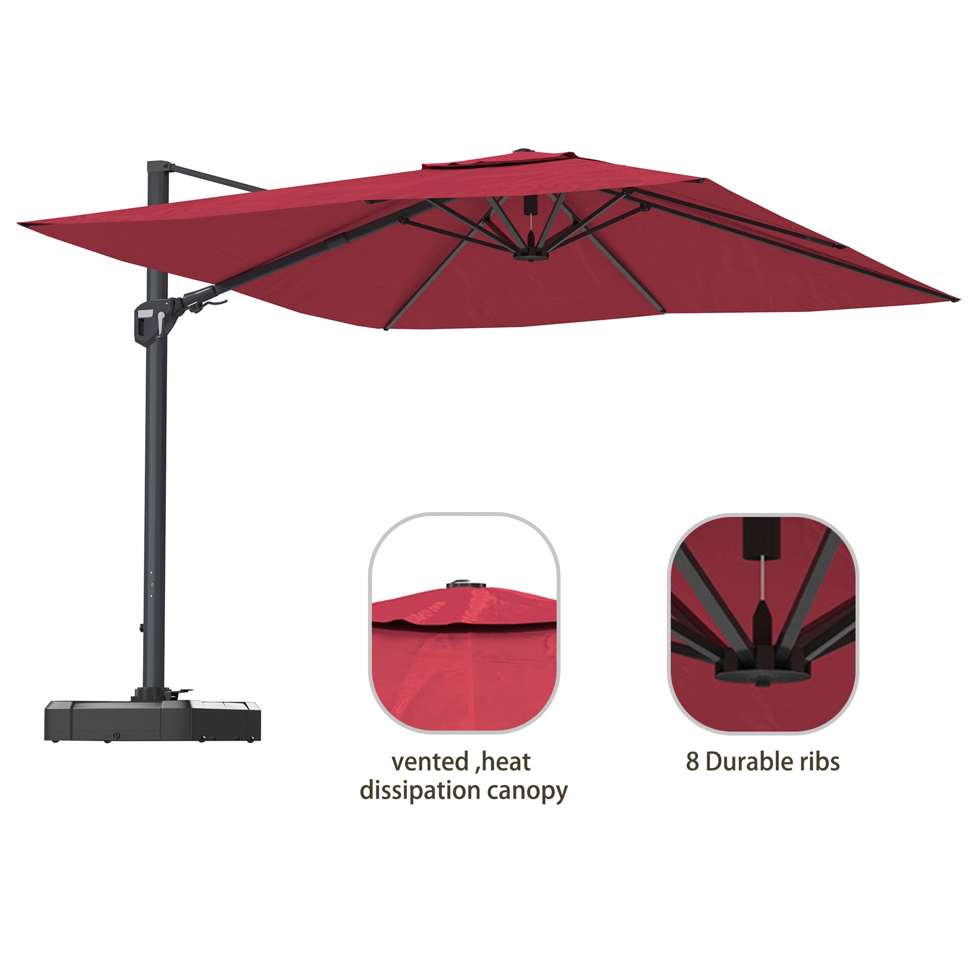 11' Outdoor Square Double Top Patio Umbrella, Base Not Included