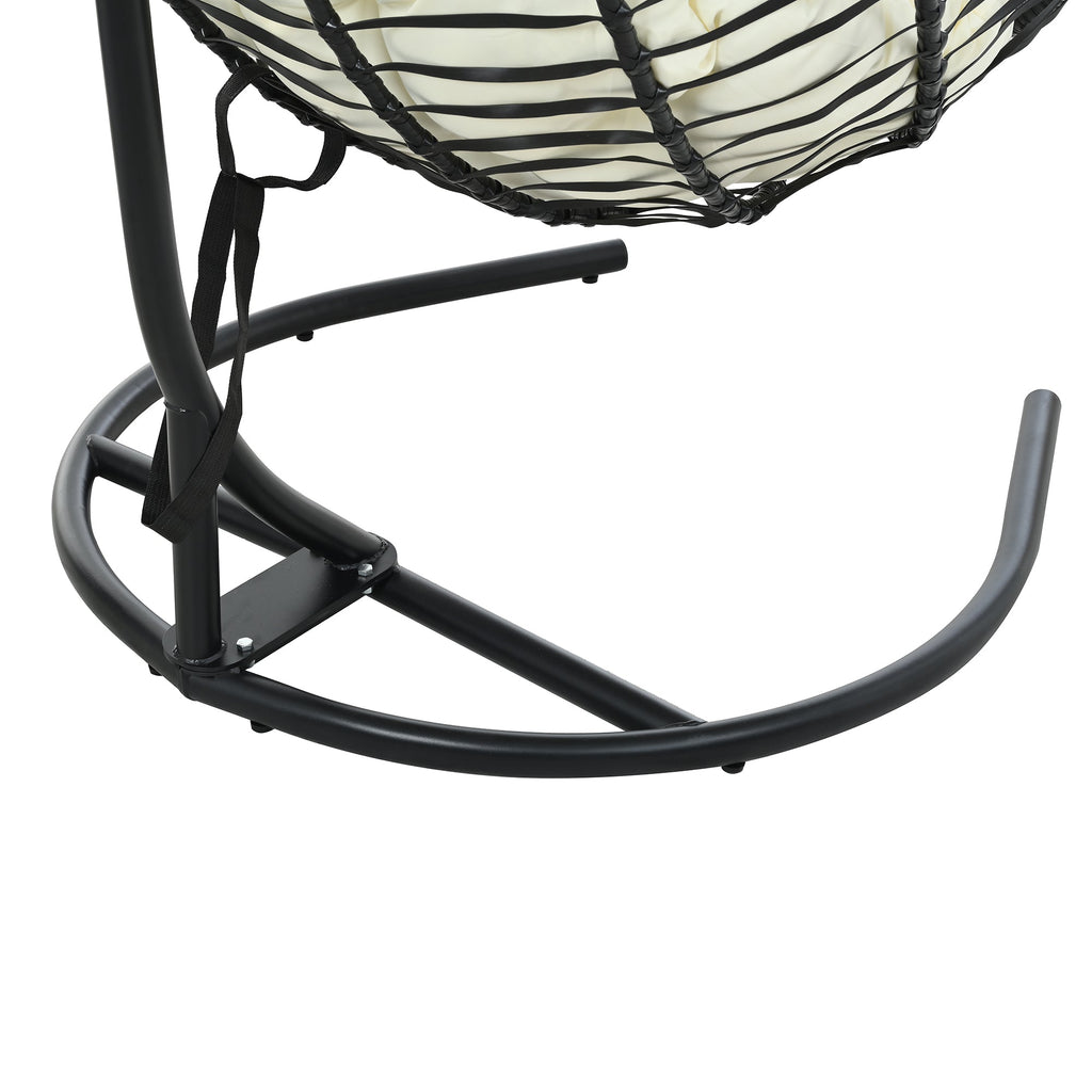 Folding Hanging Swinging Egg Chair with Stand & Tufted Cushion