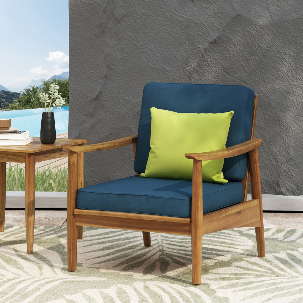 Ellsworth Outdoor Acacia Wood Club Chair