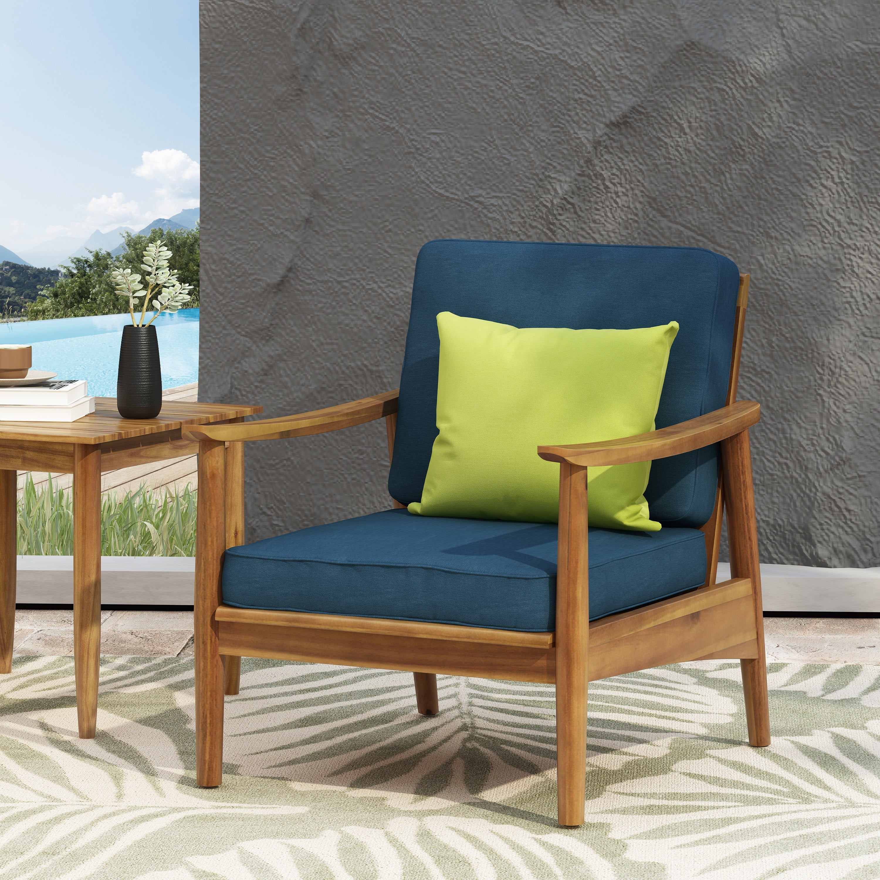 Ellsworth Outdoor Acacia Wood Club Chair