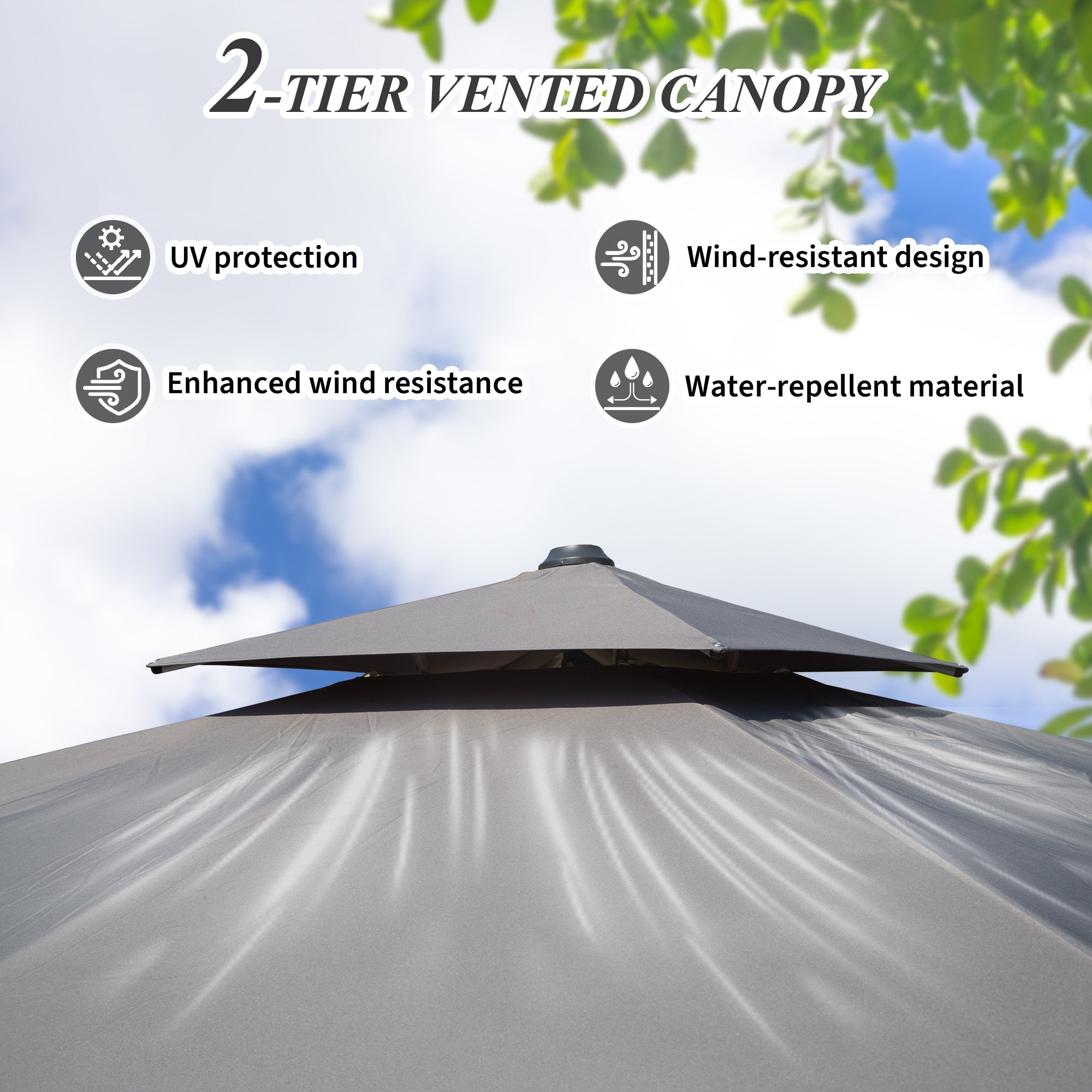 10'X10' Square Cantilever Umbrella with Center Pole, Base Not Included
