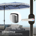 Oversized Fringe Trim Patio Umbrella with Crank Handle
