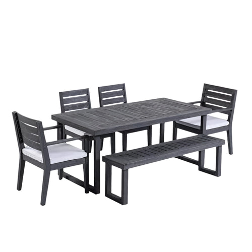 6-Seat Acacia Wood Outdoor Dining Set