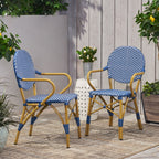 Paul French Bistro Outdoor Dining Chairs, Set of 2 Blue & White
