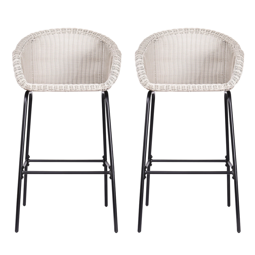 Ladd Outdoor Metal Wicker Barstool, Set of 2