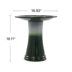 17'' Green Ombre Ceramic Bird Bath