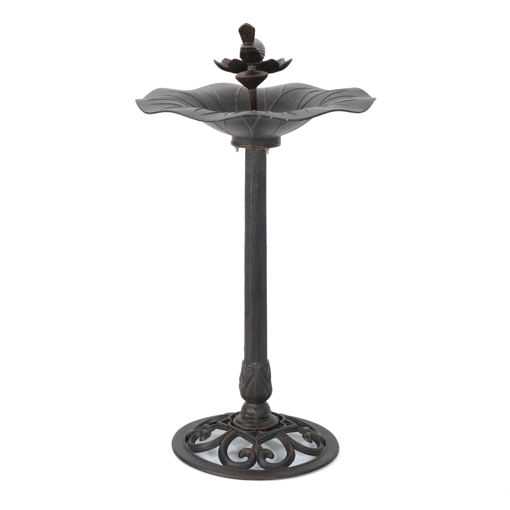 Ruffle Outdoor Aluminum and Iron Bird Bath