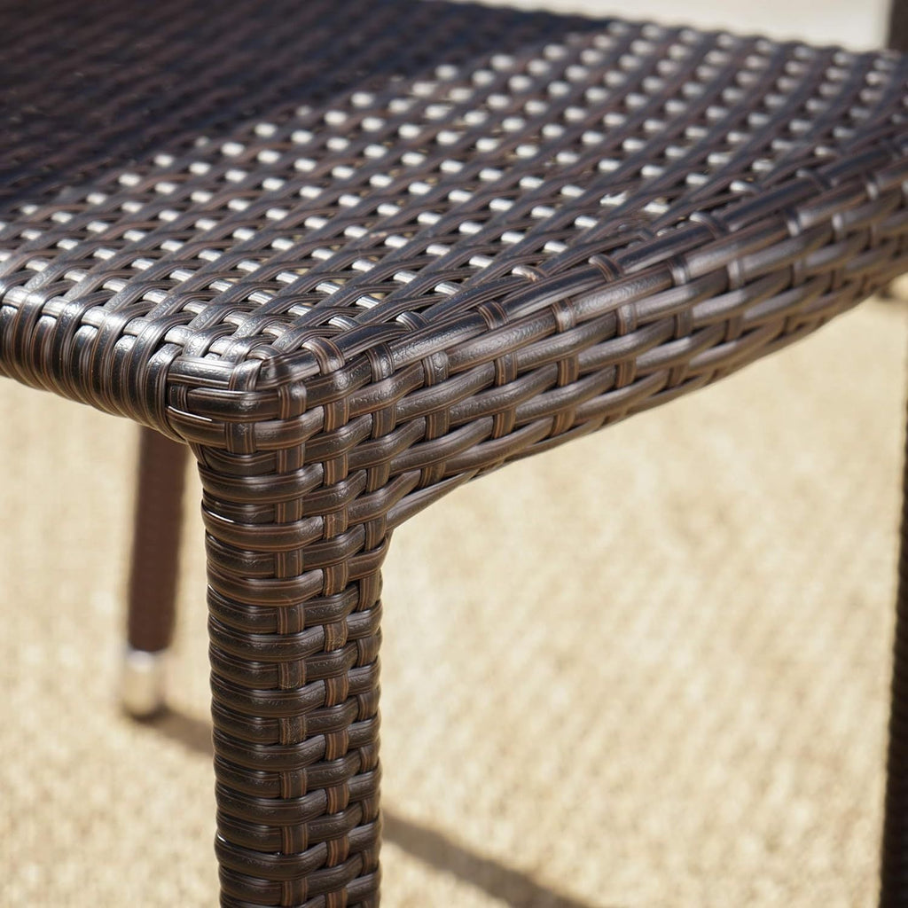 Larache Outdoor Aluminum Armless Rattan Dining Chairs, Set of 4