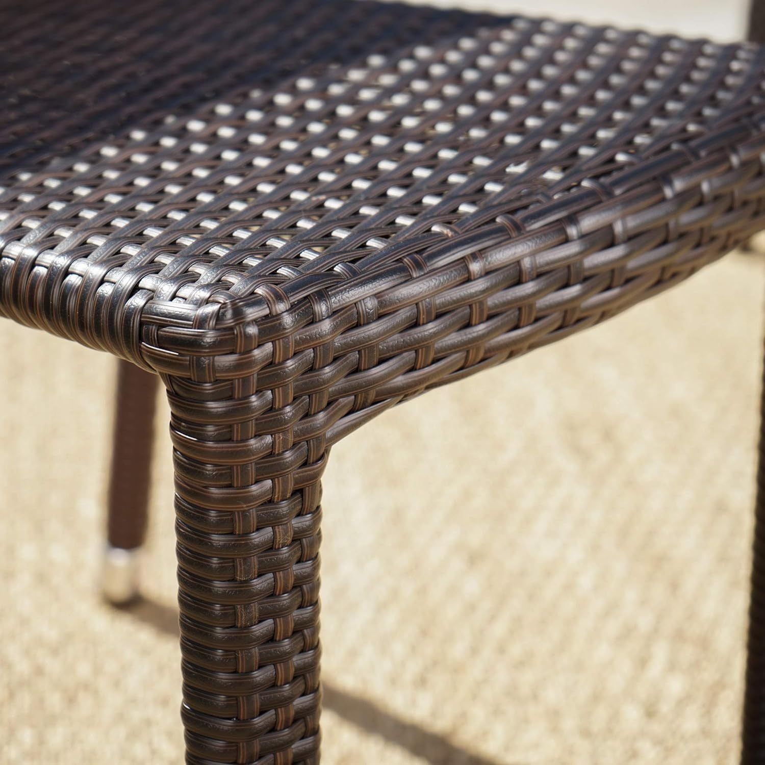Larache Outdoor Aluminum Armless Rattan Dining Chairs, Set of 4